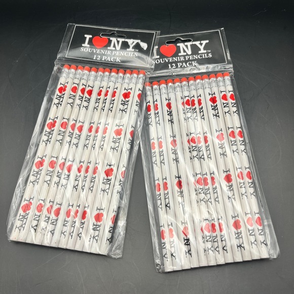 I Love NY Souvenir Pencils - 2 Packs of 12 - New York City Theme New In Package - Picture 1 of 2